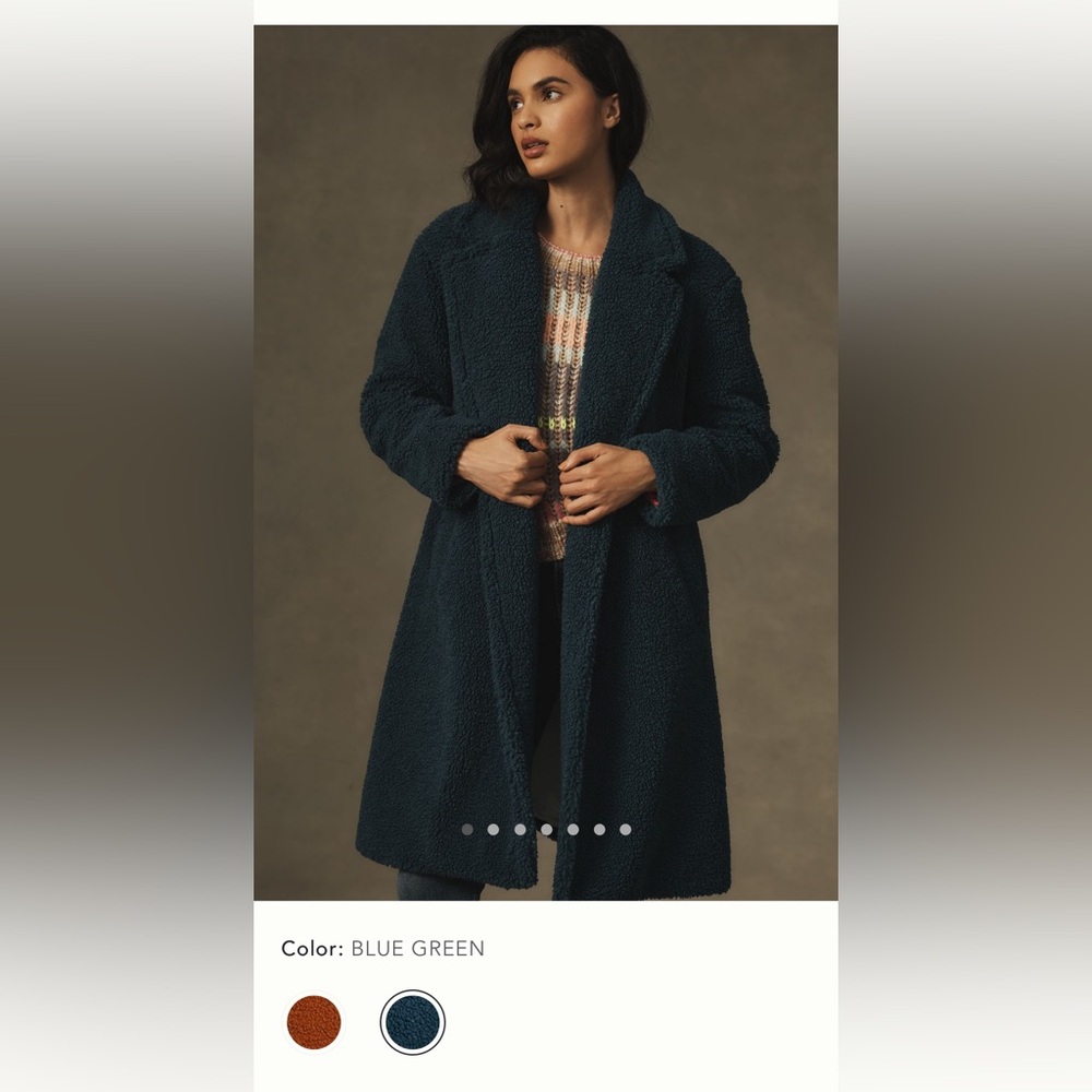 Anthropologie Silas Sherpa Coat Blue Green